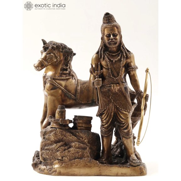 Khandoba with Shiva Linga Unique Vintage Statue