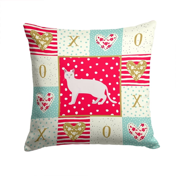 Khao Manee 1 Cat Love Fabric Decorative Pillow Red