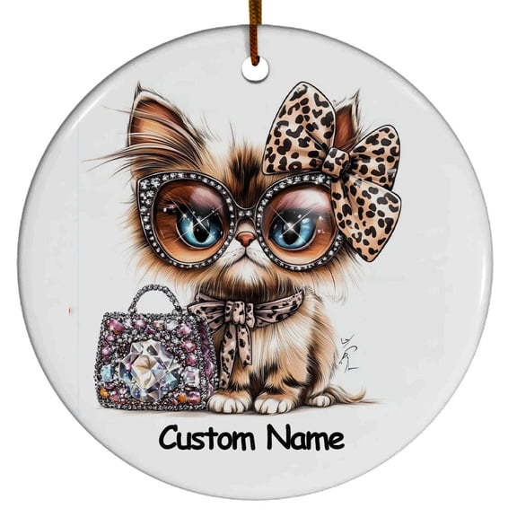 Khao Manee Cat Ornament, Christmas Ornament 2025, Personalized Ornament with Name, Gifts for Cat Mom, Cat Dad, Gift for Cat Lovers, Cat Ornament 2025