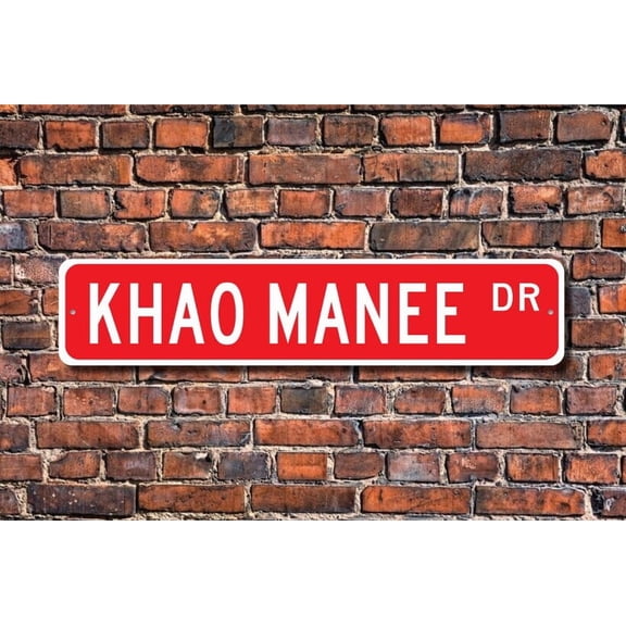 Khao Manee Khao Manee Lover Khao Manee Sign Khao Manee Owner Gift Khao Manee Cat Decor Cat Fan Metal Aluminum Sign - Size: 16 x 4 Inches