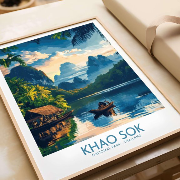 Khao Sok Travel Poster Khao Sok Wall Art Print Thailand Poster Khao Sok Poster Artwork Tra