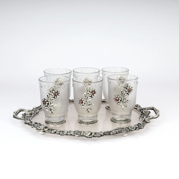 Kharbuja Jars & Tray - German Silver Set for Dry Fruits or Festive Use