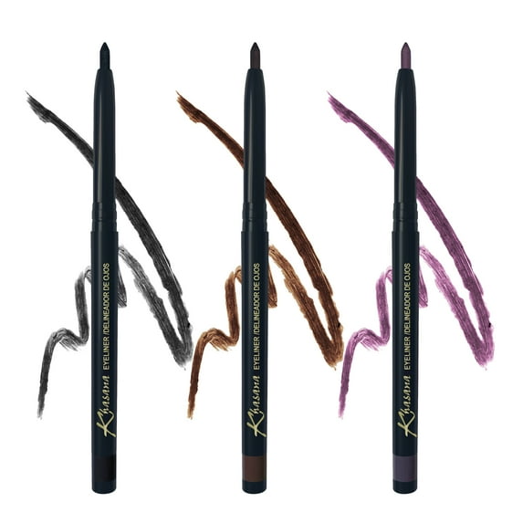 Khasana Eyeliner Automatic Pencil, Glide On, Waterproof, Ultra Smooth & Creamy Application, Long-Lasting, Luminous Formula, Smudge-Proof, Ophthalmologist Tested, Cruelty Free, Pack 3