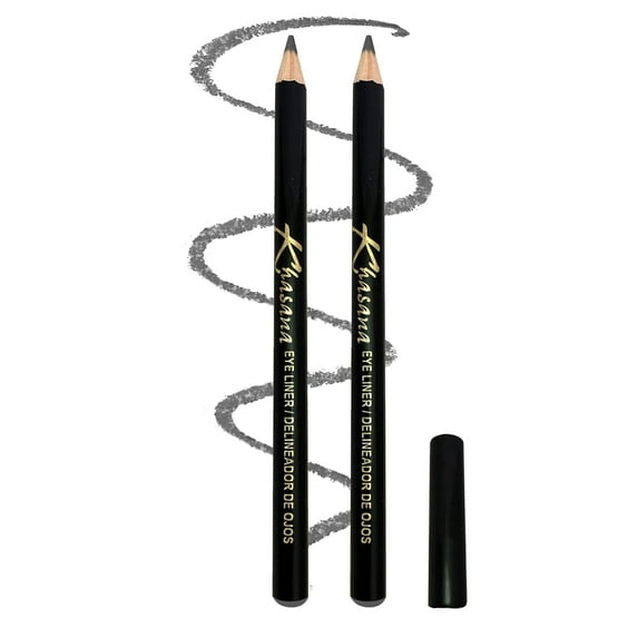 Khasana Eyeliner Pencil, Glide On, Waterproof, Ultra Smooth & Creamy Application, Long-Lasting, Matte Finish Versatility, Smudge-Proof, Ophthalmologist Tested, Cruelty Free & Vegan, Pack of 2. Grey