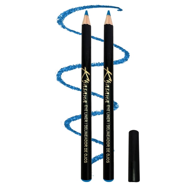 Khasana Eyeliner Pencil, Glide On, Waterproof, Ultra Smooth & Creamy Application, Long-Lasting, Matte Finish Versatility, Smudge-Proof, Ophthalmologist Tested, Cruelty Free & Vegan, Pack of 2. Blue