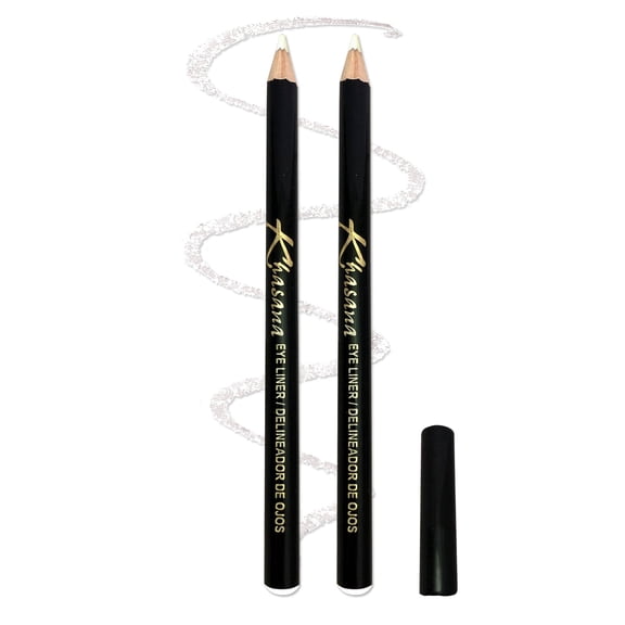 Khasana Eyeliner Pencil, Glide On, Waterproof, Ultra Smooth & Creamy Application, Long-Lasting, Matte Finish Versatility, Smudge-Proof, Ophthalmologist Tested, Cruelty Free & Vegan, Pack of 2. White