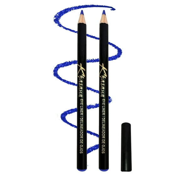 Khasana Eyeliner Pencil, Smooth & Creamy Glide, Long-Wearing, Smudge-Proof, Waterproof. Ophthalmologist Tested, Pack of 2. Royal Blue