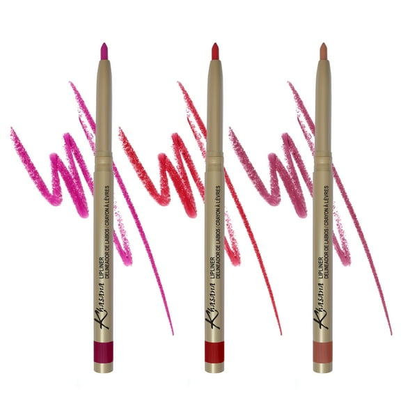 Khasana Lip Liner - Automatic Pencil Set, Smooth Creamy Application, Long-Lasting, Nourishing & Moisturizing Formula. Transfer-Proof. Pack 3