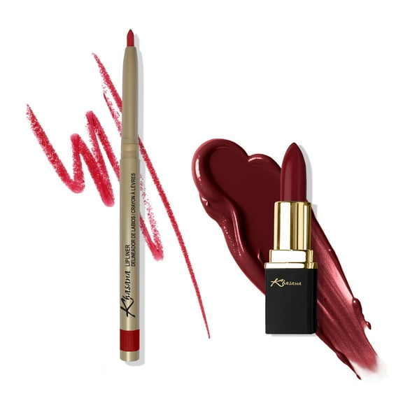 Khasana Lipstick & Automatic Lip Liner Set, Matte, Soft and Smooth Lip Color Kit, Vitamin E & C Infused for Nourishment, Hydration & Protection, Long Lasting, Color Matched Gift Set