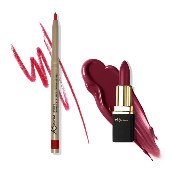 Khasana Lipstick & Automatic Lip Liner Set, Matte, Soft and Smooth Lip Color Kit, Vitamin E & C Infused for Nourishment, Hydration & Protection, Long Lasting, Color Matched Gift Set