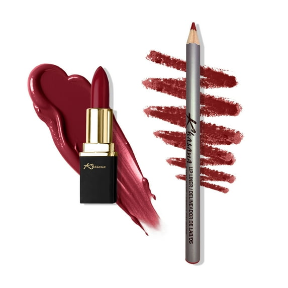 Khasana Lipstick & Lip Liner Set, Gloss and Creamy, Soft and Smooth Lip Color Kit, Vitamin E & C Infused for Nourishment, Hydration & Protection, Long Lasting, Color Matched Gift Set