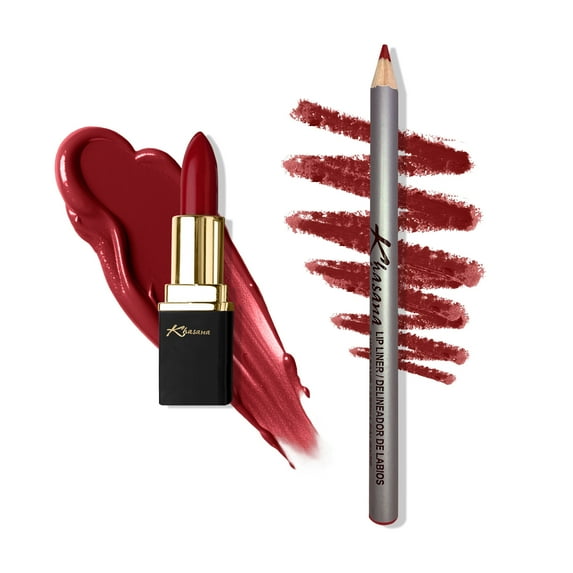 Khasana Lipstick & Lip Liner Set, Matte, Soft and Smooth Lip Color Kit, Vitamin E & C Infused for Nourishment, Hydration & Protection, Long Lasting, Color Matched Gift Set