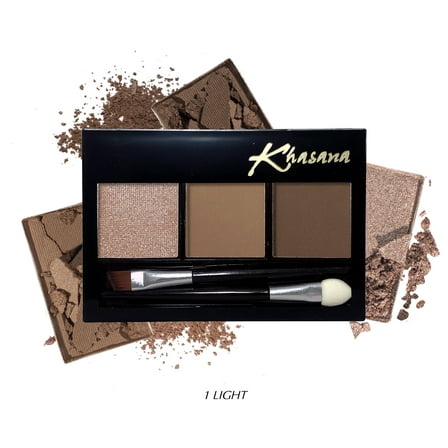 Khasana Long Lasting Brow Powder, Soft and Natural Eyebrow Makeup Kit, Enhance & Define Brows, Includes Applicator Brush #1 Light
