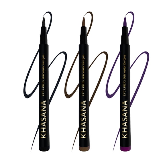 Khasana Ultra Advanced Liquid Eyeliner, Waterproof & No Skip Formula, 24 Hrs -Stay All Day, 2X The Intensity - Soft & Precise Tip, Quick Dry & Smudge Resistant, Vegan. Intense (Evora#1-3-6)