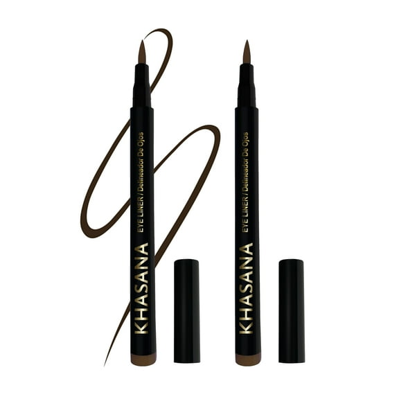 Khasana Ultra Advanced Liquid Eyeliner, Waterproof & No Skip Formula, 24 Hrs -Stay All Day, 2X The Intensity - Soft & Precise Tip, Quick Dry & Smudge Resistant, Vegan. Pack of 2 - Dark Brown