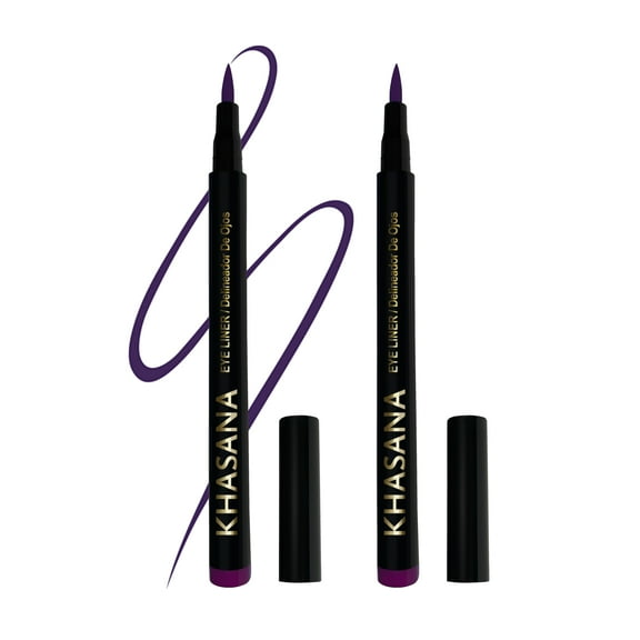 Khasana Ultra Advanced Liquid Eyeliner, Waterproof & No Skip Formula, 24 Hrs -Stay All Day, 2X The Intensity - Soft & Precise Tip, Quick Dry & Smudge Resistant, Vegan. Pack of 2. Plum #6