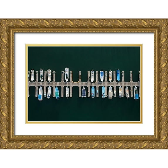 Khattab, Hesham 18x13 Gold Ornate Wood Framed with Double Matting Museum Art Print Titled - Vertical Alignment
