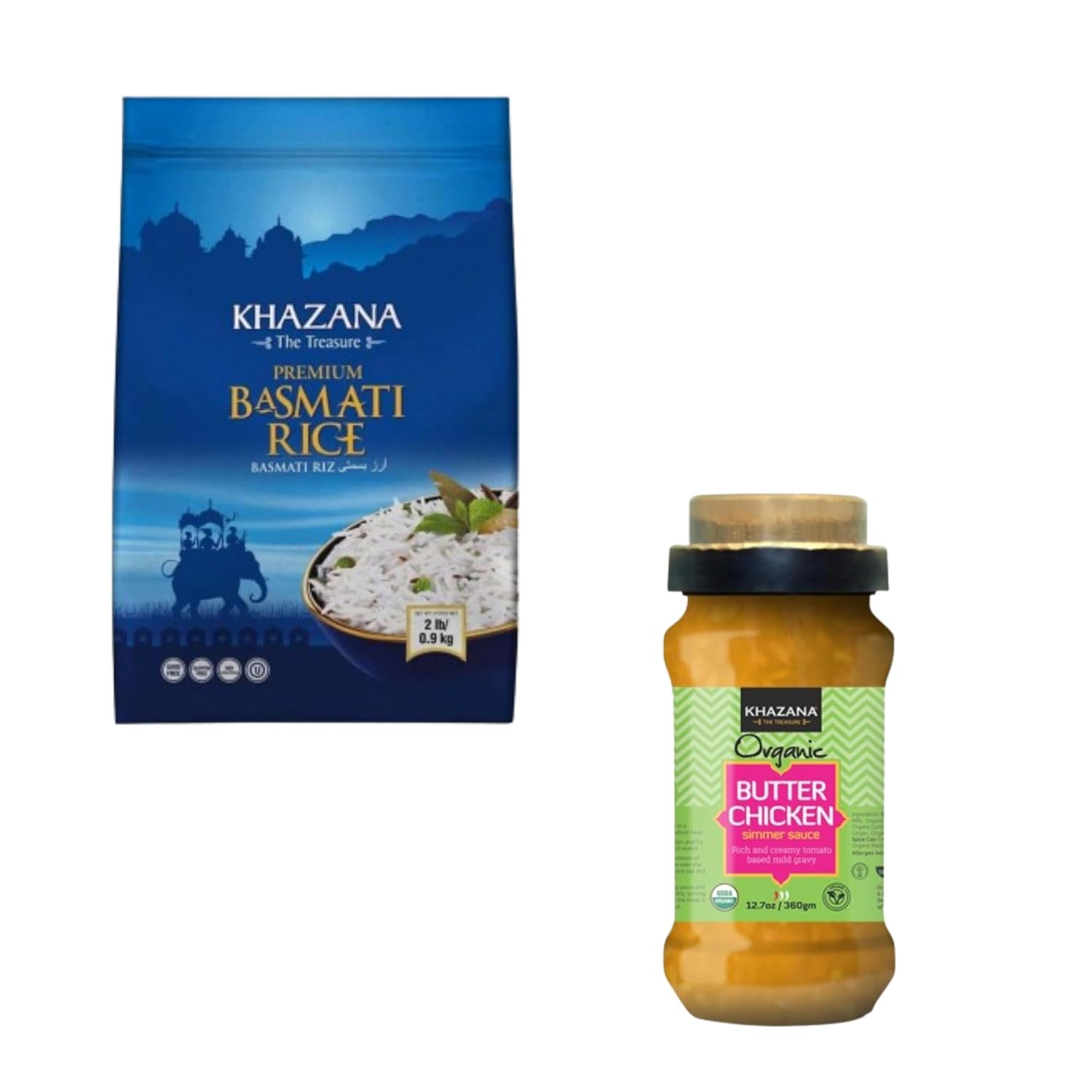 KhazanaAuthentic Basmati Rice - 2lb Premium Basmati Rice and 12.7 oz ...