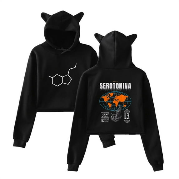 Khea PRIMER DROP DE SEROTONINA Cat Ear Hoodie Casual Fashion Bear Ear Sweatshirt