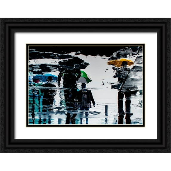 Khemkum, Ekkachai 18x14 Black Ornate Wood Framed with Double Matting Museum Art Print Titled - Walk on the rain