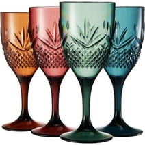 Khen Muted Colored Tritan Stemmed Wine Glasses, Crystal Lookalike, 11oz (Set of 4)