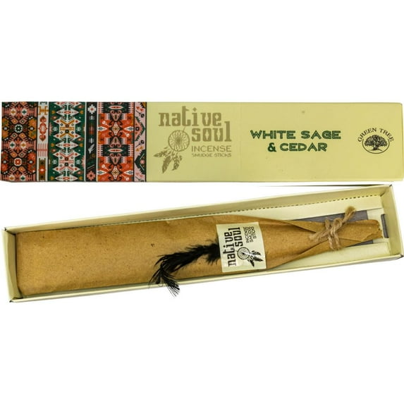 Kheops International Native Soul Incense Smudge Sticks, Pack of 12, 15 Grams, White Sage and Cedar