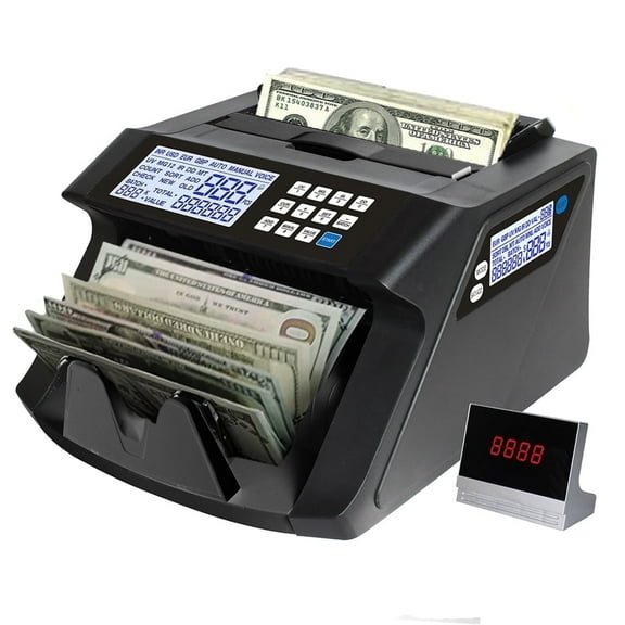 Khippus PRO4700 Money Bill Counter with UV/MG/IR Counterfeit Detection, 3 Large Displays, Bill Value Counting, Add & Batch Modes for USD & Euro