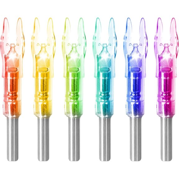 Khlethos 6-Pack Lighted Nocks for .244" / 6.2mm Carbon Arrows, Bowstring Activated for Archery Hunting