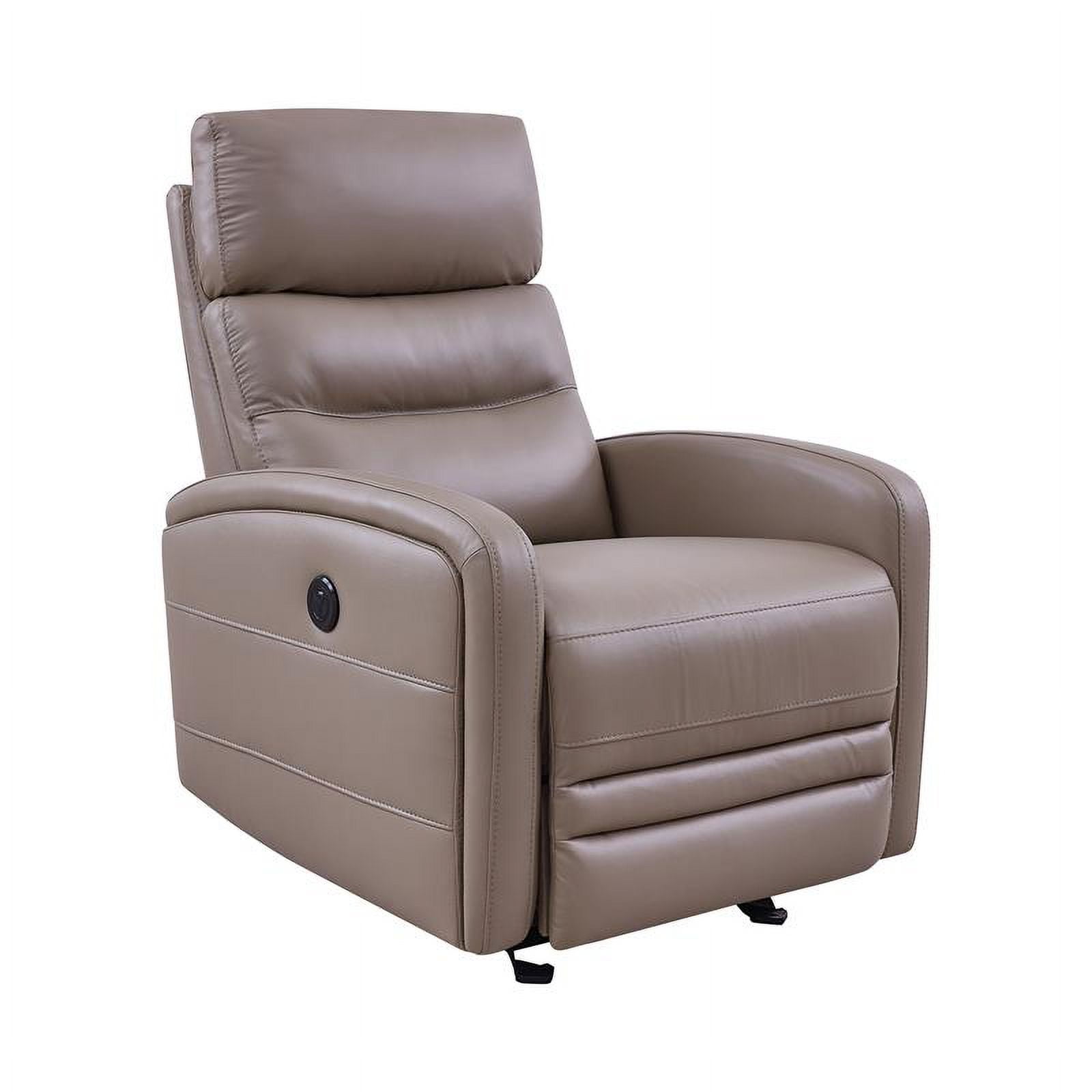Khloe Contemporary Recliner in Greige Genuine Leather