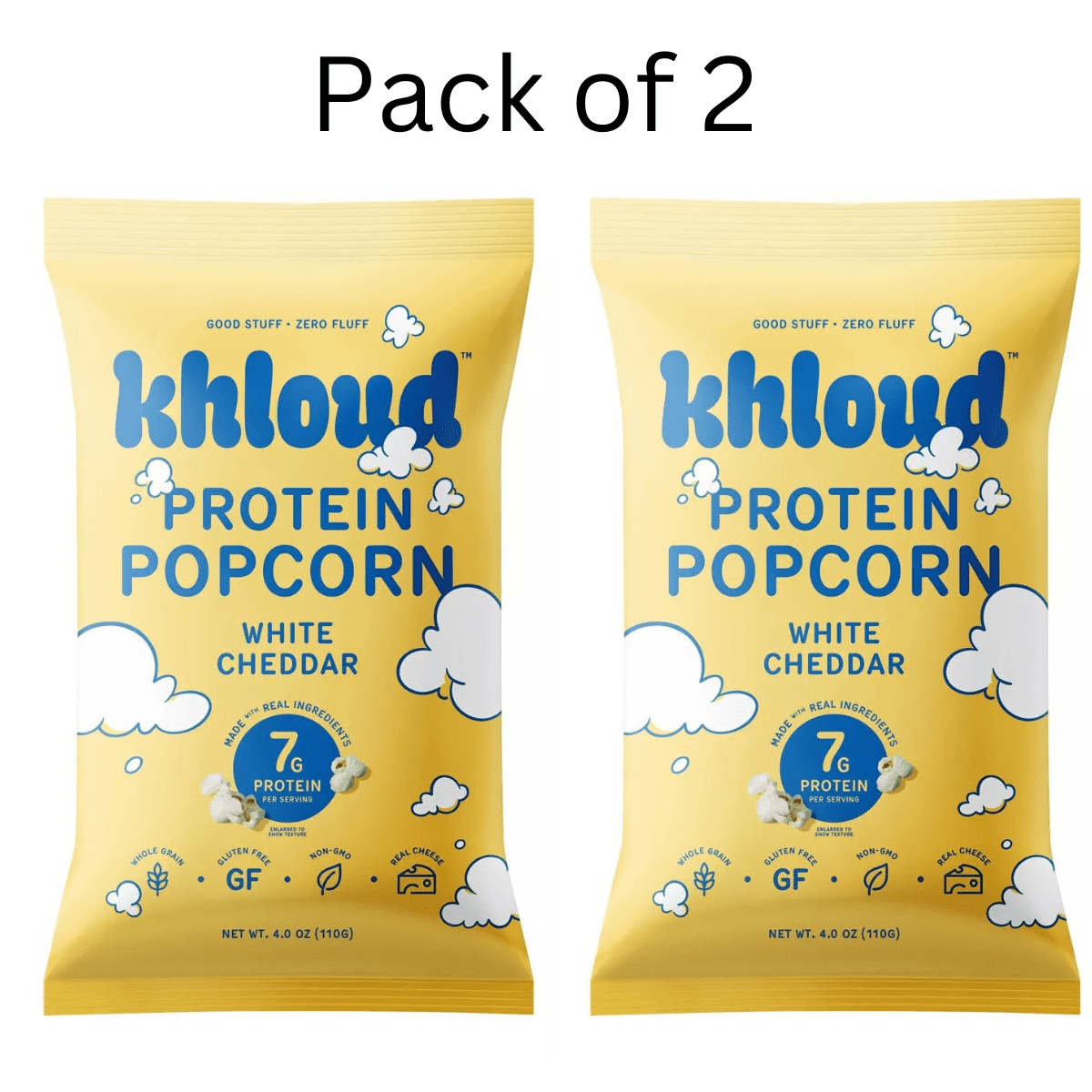 Khloud Protein Popcorn - Pack of 2 (White Cheddar) - Walmart.com