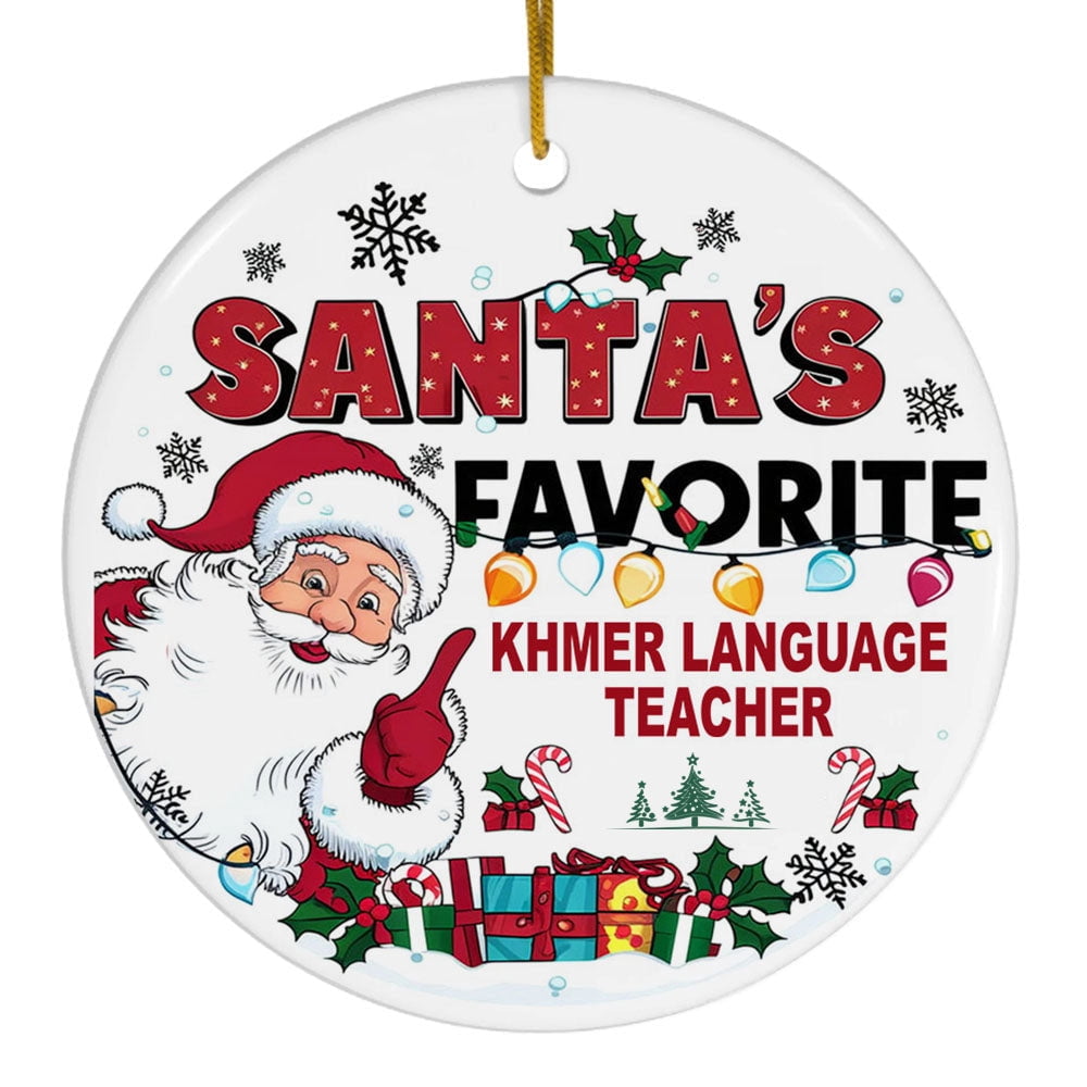 Khmer Language Teacher Holiday Ornament, Santa Christmas Celebration ...