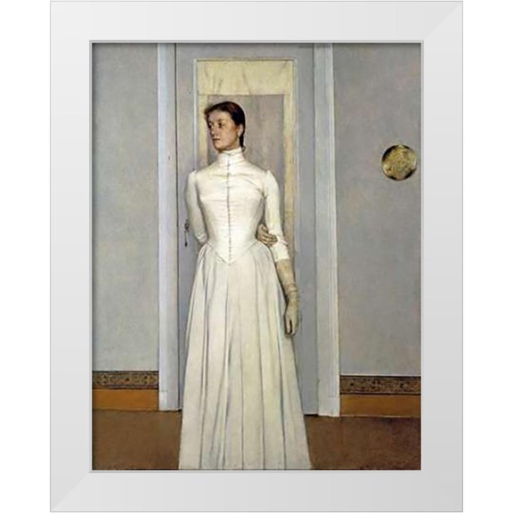 Khnopff, Fernand 12x14 White Modern Wood Framed Museum Art Print Titled - Portrait of Marguerite