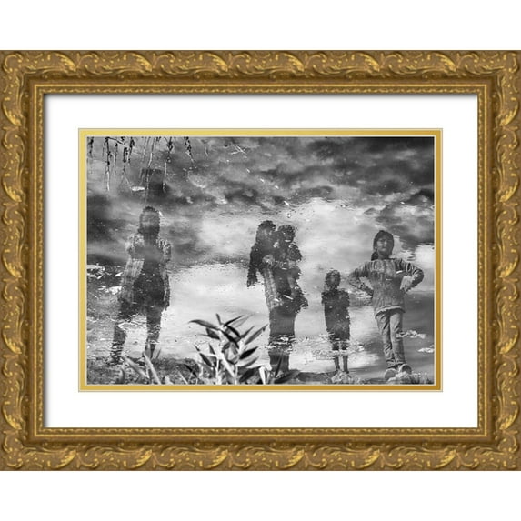 Khodadadi, Shahla 18x14 Gold Ornate Wood Framed with Double Matting Museum Art Print Titled - Reflection Of Childhood