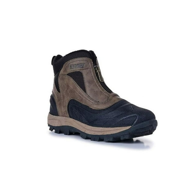 Khombu Mens Cold Weather Boots with Front Zipper Closure (Cliff) Insulated Mid-Calf Winter Boots - Comfy, Durable, Keeps Feet Warm