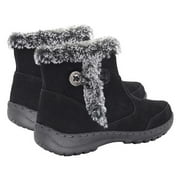 Khombu Women's Winter Snow Boots Warm Ankle Booties Lightweight with Zipper Outdoor Indoor Easy Walking Shoes Boot (Black, 6)