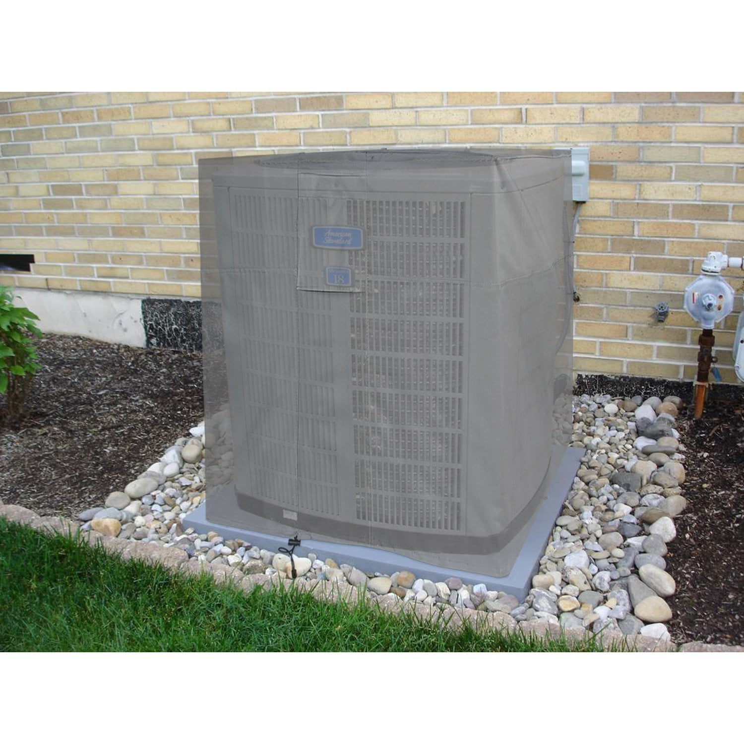 Gray Heavy Duty Waterproof Air Conditioner Cover with Adjustable Toggle