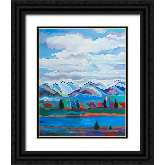 Khorasani, Hooshang 12x14 Black Ornate Wood Framed with Double Matting Museum Art Print Titled - Color and Clouds #6