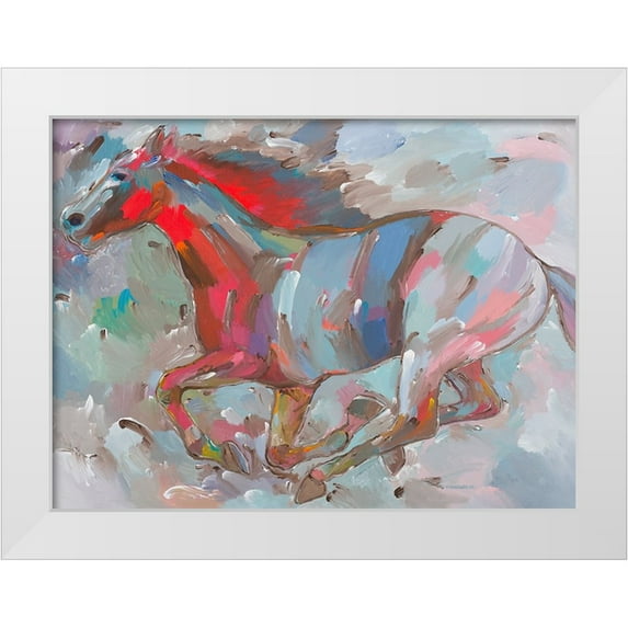 Khorasani, Hooshang 14x11 White Modern Wood Framed Museum Art Print Titled - Fiery Runner