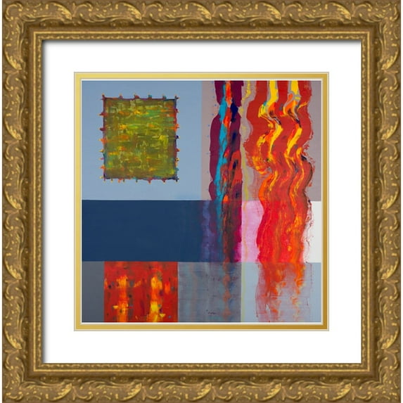Khorasani, Hooshang 20x20 Gold Ornate Wood Framed with Double Matting Museum Art Print Titled - Color Storm Route II