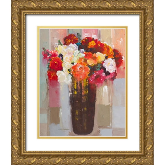 Khorasani, Hooshang 20x24 Gold Ornate Wood Framed with Double Matting Museum Art Print Titled - Rose Romance