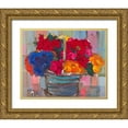 thumbnail image 1 of Khorasani, Hooshang 24x20 Gold Ornate Wood Framed with Double Matting Museum Art Print Titled - Basket of Flowers II, 1 of 4