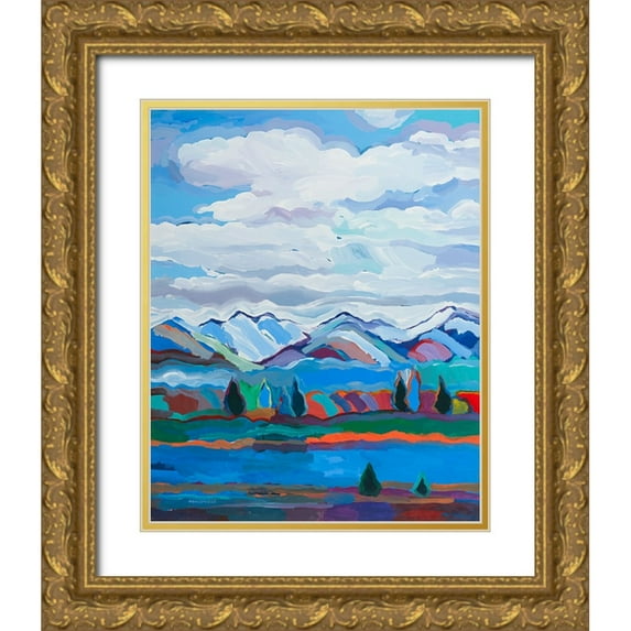 Khorasani, Hooshang 26x32 Gold Ornate Wood Framed with Double Matting Museum Art Print Titled - Color and Clouds #6