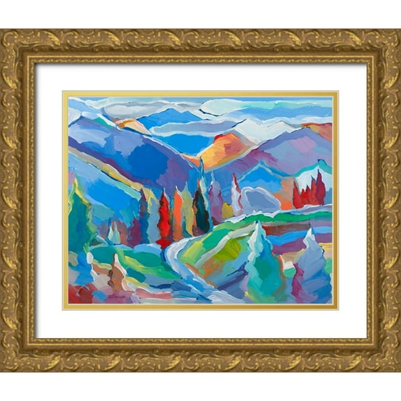 Khorasani, Hooshang 32x26 Gold Ornate Wood Framed with Double Matting Museum Art Print Titled - Colorado Composition #5