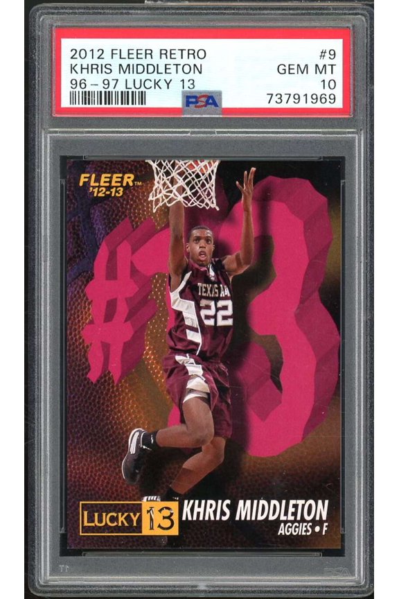 Khris Middleton Rookie Card 2012-13 Fleer Retro 96-97 Lucky 13 #9 PSA 10