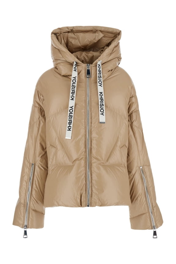 womens Khris Shiny Down Jacket, 1, Brown