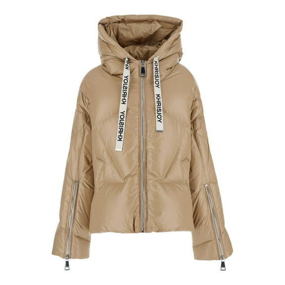 Khrisjoy Women's Khris' Beige Down Jacket With Logo Detail In Tech Fabric Brown Sizes 000-7
