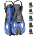thumbnail image 1 of Khroom snorkel fin adult / children | size 1.5-11.5 | short snorkeling fins / flippers in best travel size | adjustable snorkel fins | short fins for snorkeling | diving fins (blue 4.5-8.5), 1 of 1