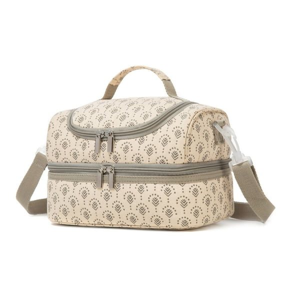 Khulula Kids Lunch Boxes Bag Insulated Double Decker Lunch Box Tote Pack for Girls Boys Toddler School Picnic Food Cooler Hot Water Ice With Strap Green Rainbow