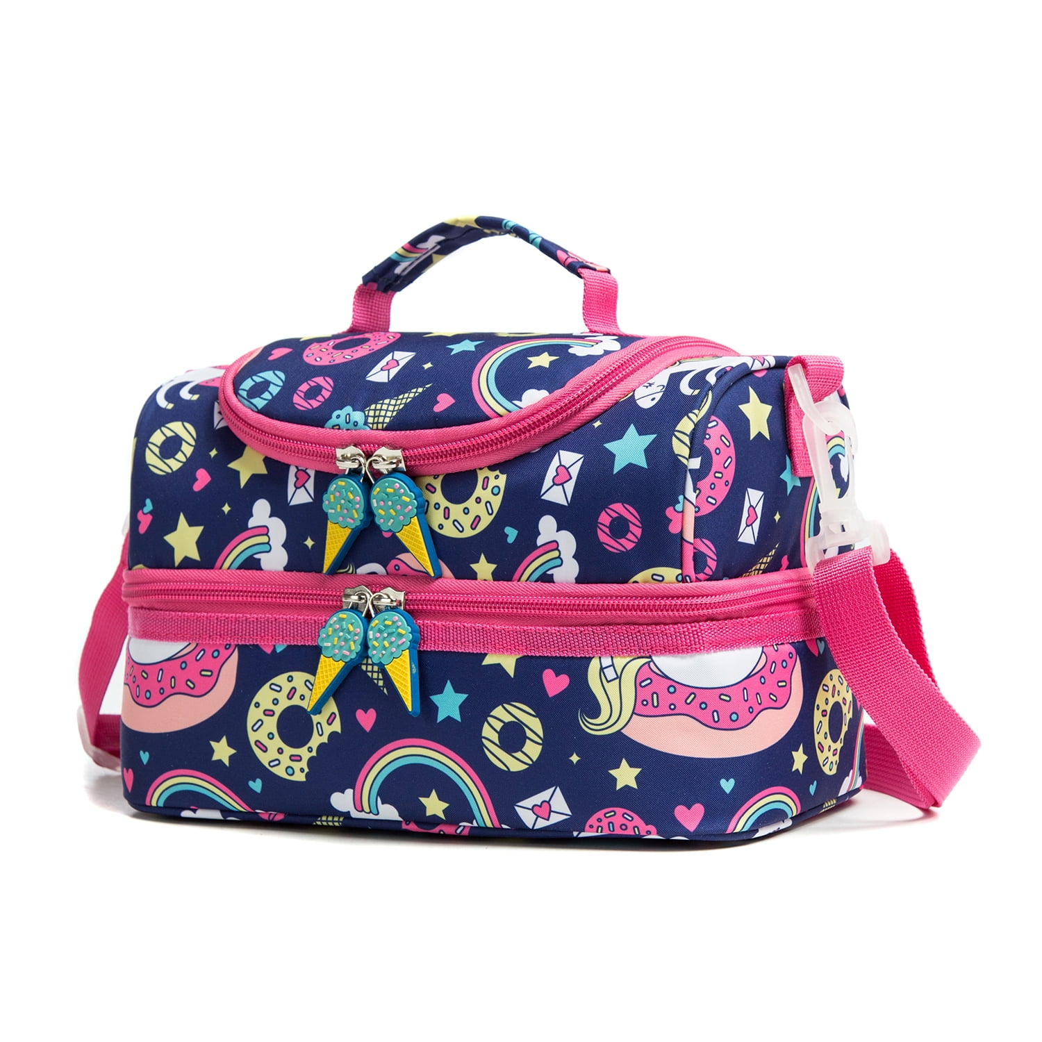 Khulula Kids Lunch Boxes Bag Insulated Double Decker Lunch Box Tote Pack for Girls Boys Toddler School Picnic Food Cooler Hot Water Ice With Strap Uicorn