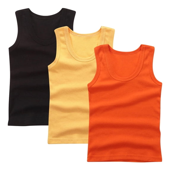 Khunlpohl 3 Pack Boys Tank Tops Boy Undershirts Kids Cotton Undershirt Tees Sleeveless Tanks Shirts for Girls